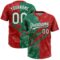 Custom Graffiti Pattern White Red-Kelly Green 3D Scratch Two-Button Unisex Softball Jersey