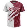 Custom Graffiti Pattern Crimson-White 3D Scratch Two-Button Unisex Softball Jersey