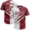Custom Graffiti Pattern Crimson-White 3D Scratch Two-Button Unisex Softball Jersey