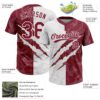 Custom Graffiti Pattern Crimson-White 3D Scratch Two-Button Unisex Softball Jersey
