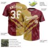Custom Graffiti Pattern White Crimson-Old Gold 3D Scratch Two-Button Unisex Softball Jersey