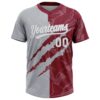 Custom Graffiti Pattern White Crimson-Gray 3D Scratch Two-Button Unisex Softball Jersey