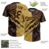 Custom Graffiti Pattern Brown-Old Gold 3D Scratch Two-Button Unisex Softball Jersey