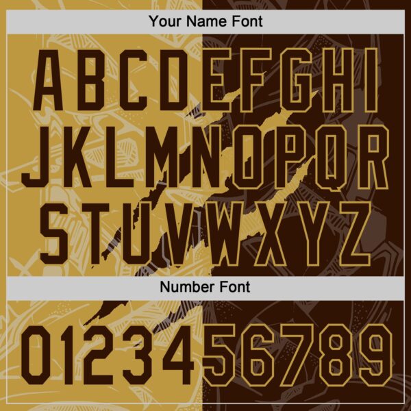 Custom Graffiti Pattern Brown-Old Gold 3D Scratch Two-Button Unisex Softball Jersey