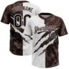 Custom Graffiti Pattern Brown-White 3D Scratch Two-Button Unisex Softball Jersey