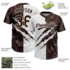 Custom Graffiti Pattern Brown-White 3D Scratch Two-Button Unisex Softball Jersey
