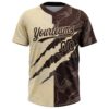 Custom Graffiti Pattern Brown-Cream 3D Scratch Two-Button Unisex Softball Jersey