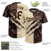 Custom Graffiti Pattern Brown-Cream 3D Scratch Two-Button Unisex Softball Jersey