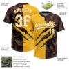 Custom Graffiti Pattern White Brown-Gold 3D Scratch Two-Button Unisex Softball Jersey
