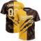 Custom Graffiti Pattern White Brown-Gold 3D Scratch Two-Button Unisex Softball Jersey