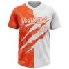 Custom Graffiti Pattern White-Orange 3D Scratch Two-Button Unisex Softball Jersey