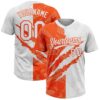 Custom Graffiti Pattern White-Orange 3D Scratch Two-Button Unisex Softball Jersey