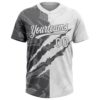 Custom Graffiti Pattern White-Steel Gray 3D Scratch Two-Button Unisex Softball Jersey