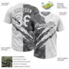 Custom Graffiti Pattern White-Steel Gray 3D Scratch Two-Button Unisex Softball Jersey