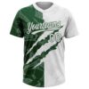 Custom Graffiti Pattern White-Green 3D Scratch Two-Button Unisex Softball Jersey