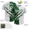 Custom Graffiti Pattern White-Green 3D Scratch Two-Button Unisex Softball Jersey