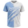 Custom Graffiti Pattern White-Light Blue 3D Scratch Two-Button Unisex Softball Jersey