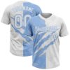 Custom Graffiti Pattern White-Light Blue 3D Scratch Two-Button Unisex Softball Jersey