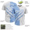 Custom Graffiti Pattern White-Light Blue 3D Scratch Two-Button Unisex Softball Jersey
