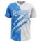 Custom Graffiti Pattern White-Electric Blue 3D Scratch Two-Button Unisex Softball Jersey