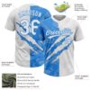 Custom Graffiti Pattern White-Electric Blue 3D Scratch Two-Button Unisex Softball Jersey