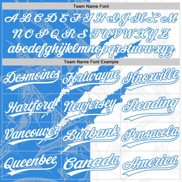 Custom Graffiti Pattern White-Electric Blue 3D Scratch Two-Button Unisex Softball Jersey