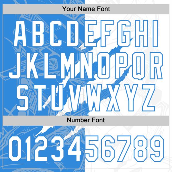 Custom Graffiti Pattern White-Electric Blue 3D Scratch Two-Button Unisex Softball Jersey