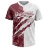 Custom Graffiti Pattern White-Burgundy 3D Scratch Two-Button Unisex Softball Jersey