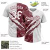 Custom Graffiti Pattern White-Burgundy 3D Scratch Two-Button Unisex Softball Jersey