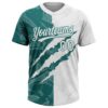 Custom Graffiti Pattern White-Teal 3D Scratch Two-Button Unisex Softball Jersey