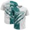 Custom Graffiti Pattern White-Teal 3D Scratch Two-Button Unisex Softball Jersey