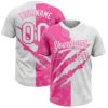 Custom Graffiti Pattern White-Pink 3D Scratch Two-Button Unisex Softball Jersey