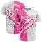 Custom Graffiti Pattern White-Pink 3D Scratch Two-Button Unisex Softball Jersey