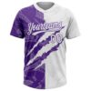 Custom Graffiti Pattern White-Purple 3D Scratch Two-Button Unisex Softball Jersey
