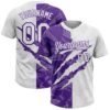 Custom Graffiti Pattern White-Purple 3D Scratch Two-Button Unisex Softball Jersey