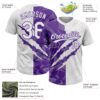 Custom Graffiti Pattern White-Purple 3D Scratch Two-Button Unisex Softball Jersey