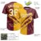 Custom Graffiti Pattern White Burgundy-Gold 3D Scratch Two-Button Unisex Softball Jersey