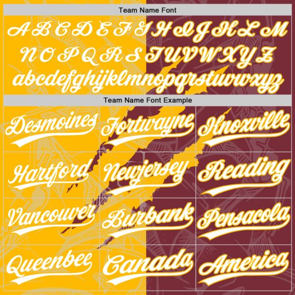 Custom Graffiti Pattern White Burgundy-Gold 3D Scratch Two-Button Unisex Softball Jersey