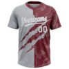 Custom Graffiti Pattern White Burgundy-Gray 3D Scratch Two-Button Unisex Softball Jersey