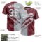 Custom Graffiti Pattern White Burgundy-Gray 3D Scratch Two-Button Unisex Softball Jersey