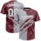 Custom Graffiti Pattern White Burgundy-Gray 3D Scratch Two-Button Unisex Softball Jersey
