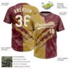 Custom Graffiti Pattern White Burgundy-Old Gold 3D Scratch Two-Button Unisex Softball Jersey