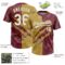 Custom Graffiti Pattern White Burgundy-Old Gold 3D Scratch Two-Button Unisex Softball Jersey