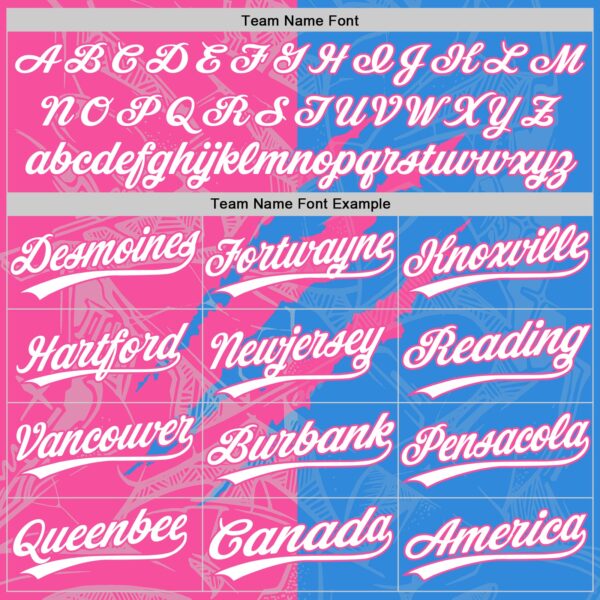 Custom Graffiti Pattern White Electric Blue-Pink 3D Scratch Two-Button Unisex Softball Jersey