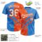Custom Graffiti Pattern White Electric Blue-Orange 3D Scratch Two-Button Unisex Softball Jersey
