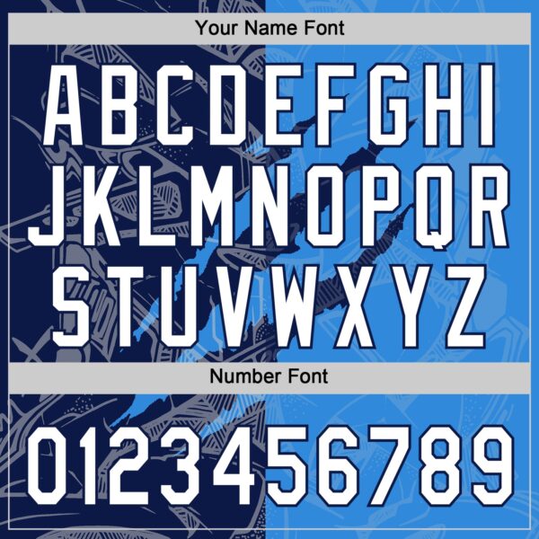 Custom Graffiti Pattern White Electric Blue-Navy 3D Scratch Two-Button Unisex Softball Jersey