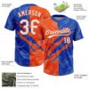 Custom Graffiti Pattern White Thunder Blue-Orange 3D Scratch Two-Button Unisex Softball Jersey