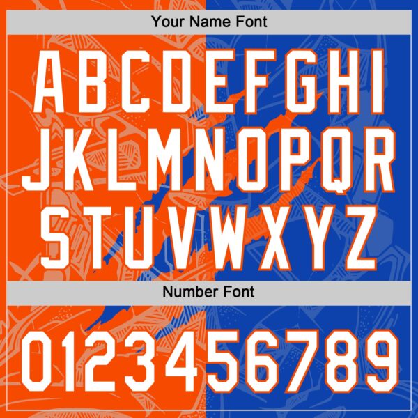 Custom Graffiti Pattern White Thunder Blue-Orange 3D Scratch Two-Button Unisex Softball Jersey