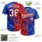 Custom Graffiti Pattern White Thunder Blue-Red 3D Scratch Two-Button Unisex Softball Jersey