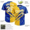 Custom Graffiti Pattern White Thunder Blue-Yellow 3D Scratch Two-Button Unisex Softball Jersey